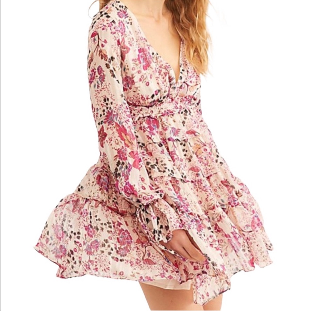 Free People Ruffled Tiered Mini Dress